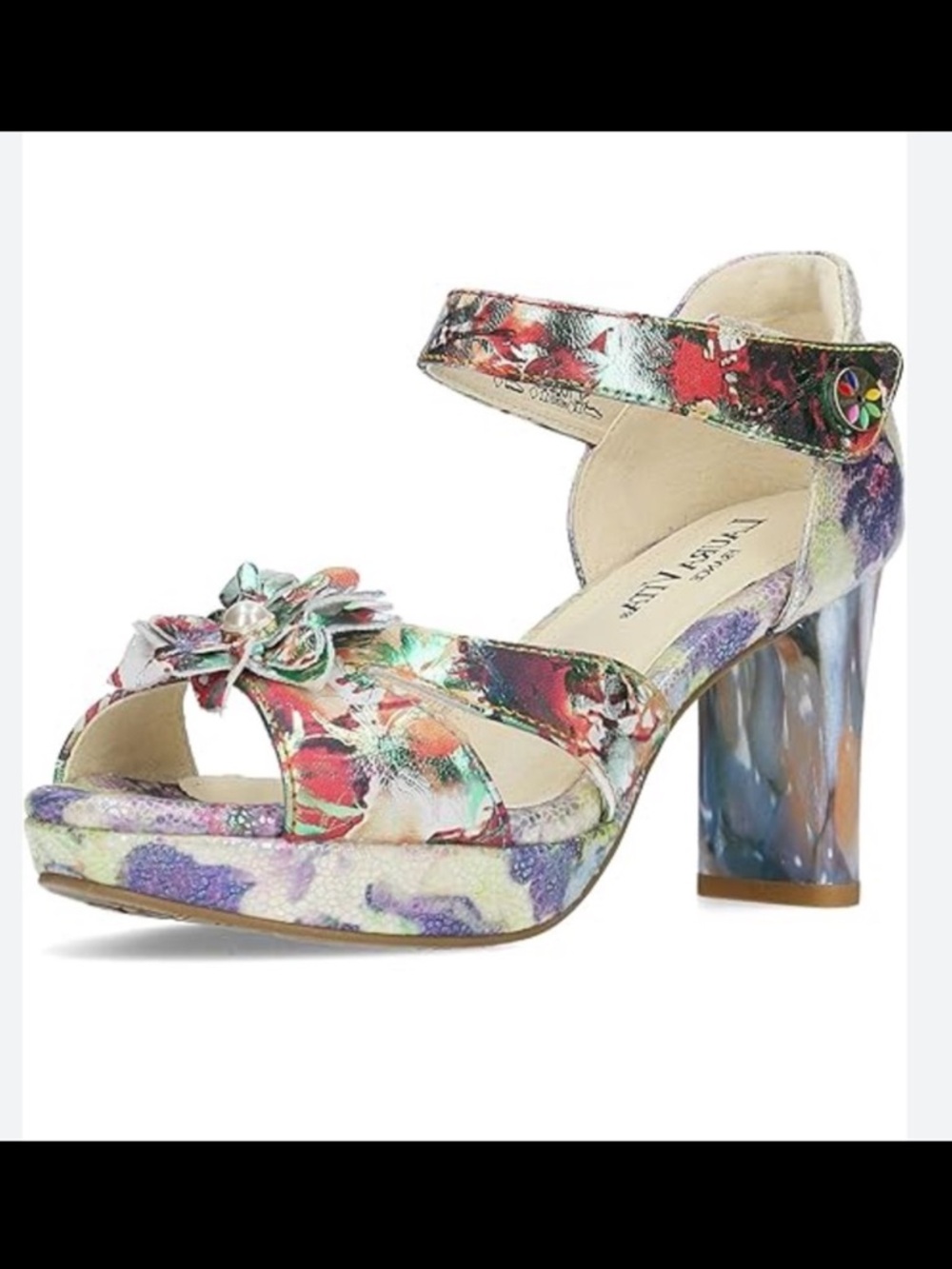 NWOB Laura Vita💜HICAO Colorful Floral Platform Sandals. Size 9.5